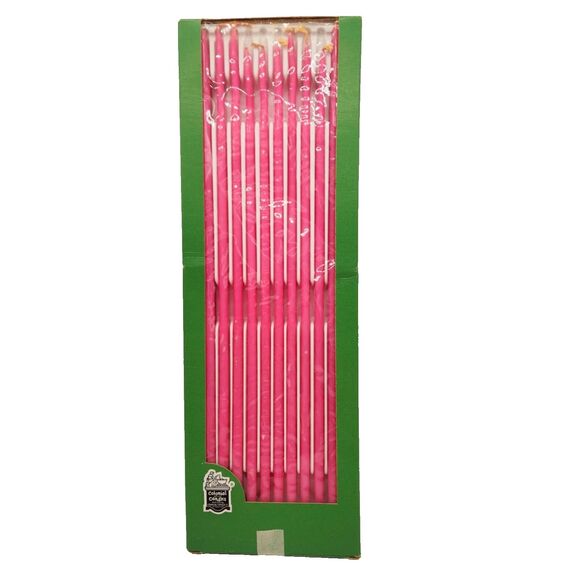 Vintage Colonial Candles of Cape Cod 12 x Pink 15" Flower Tapers Long Skinny - Picture 1 of 7